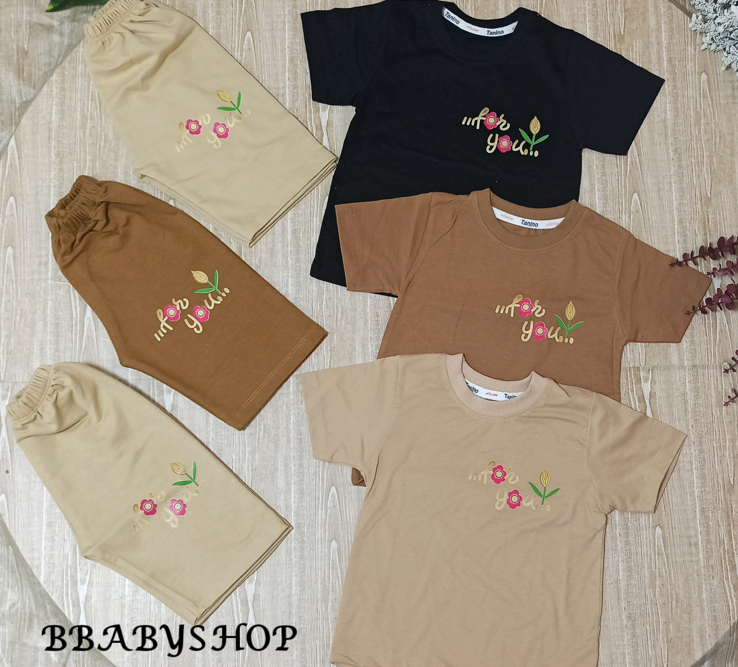 تیشرت و شلوارک گل گلی دخترانه