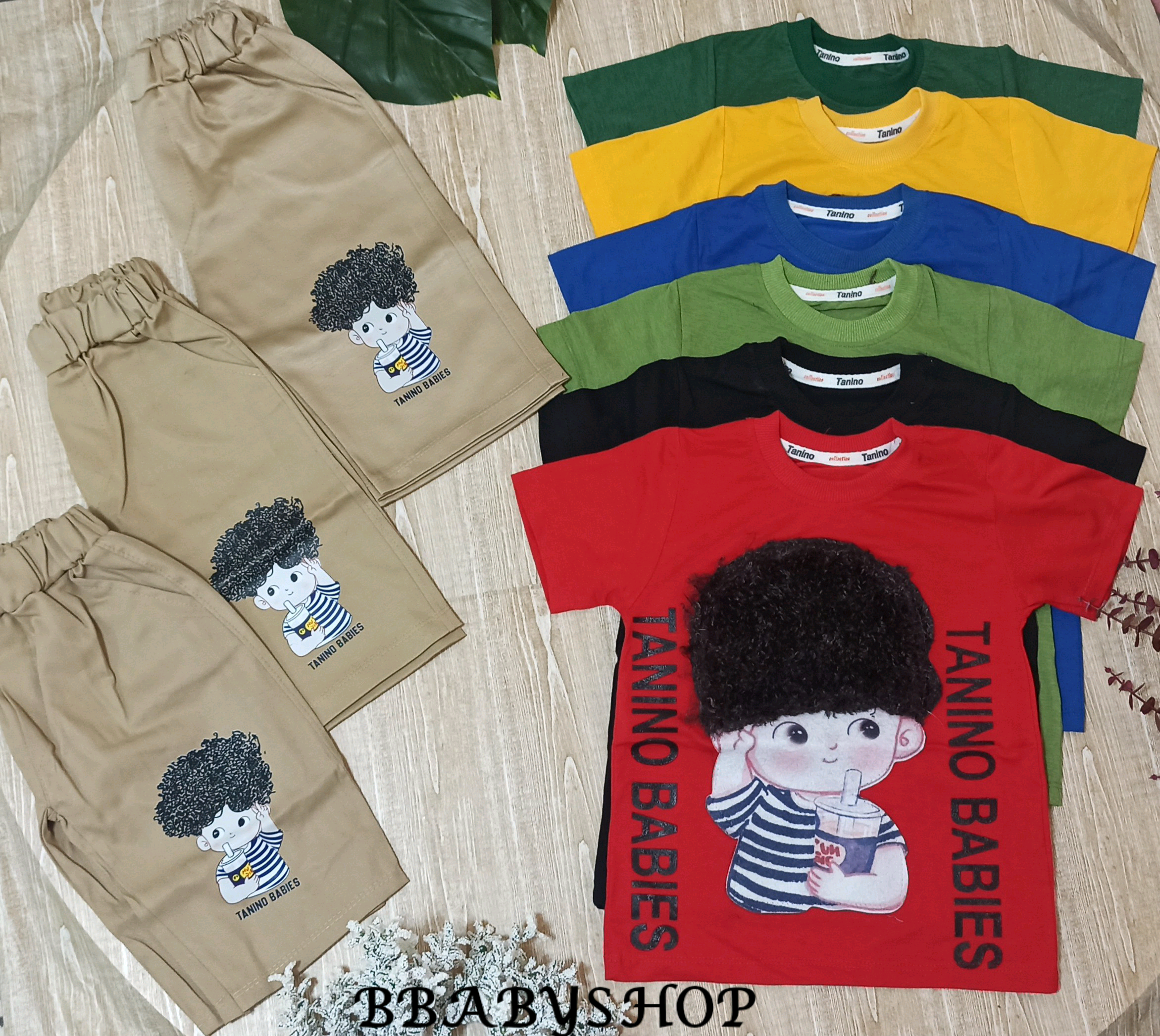 تیشرت و شلوارک بچگانه پسرک کله فر