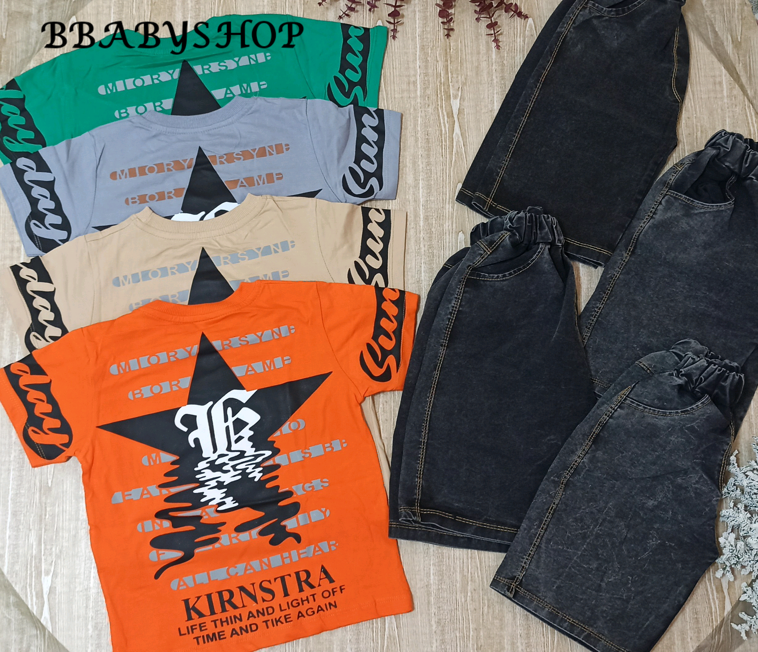 تیشرت و شلوارک پسرانه چاپ ستاره بچگانه